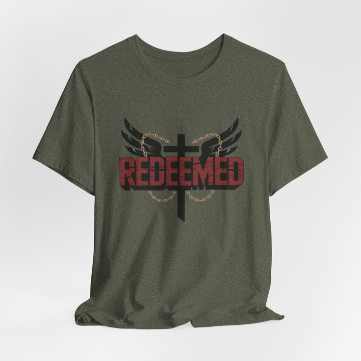 Christian Themed Unisex Short Sleeve Tee, Redeemed Shirt, Faith-Based Apparel, Inspirational T-Shirt, Spiritual Gift, Casual Wear