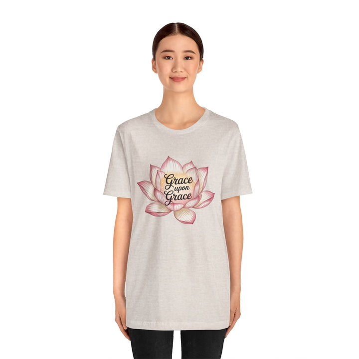 Lotus Blossom Inspirational Tee, Grace Upon Grace T-shirt, Mindfulness Gift, Spiritual Apparel, Relaxed Fit Tee, Yoga Wear