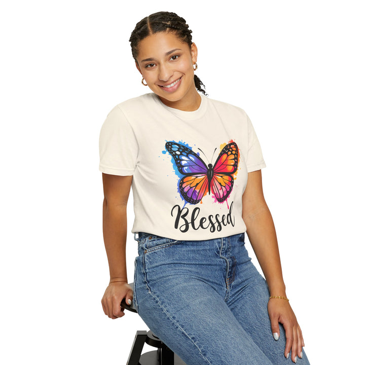 Watercolor Butterfly T-Shirt Blessed Radiant Renewed Unshakably Blessed