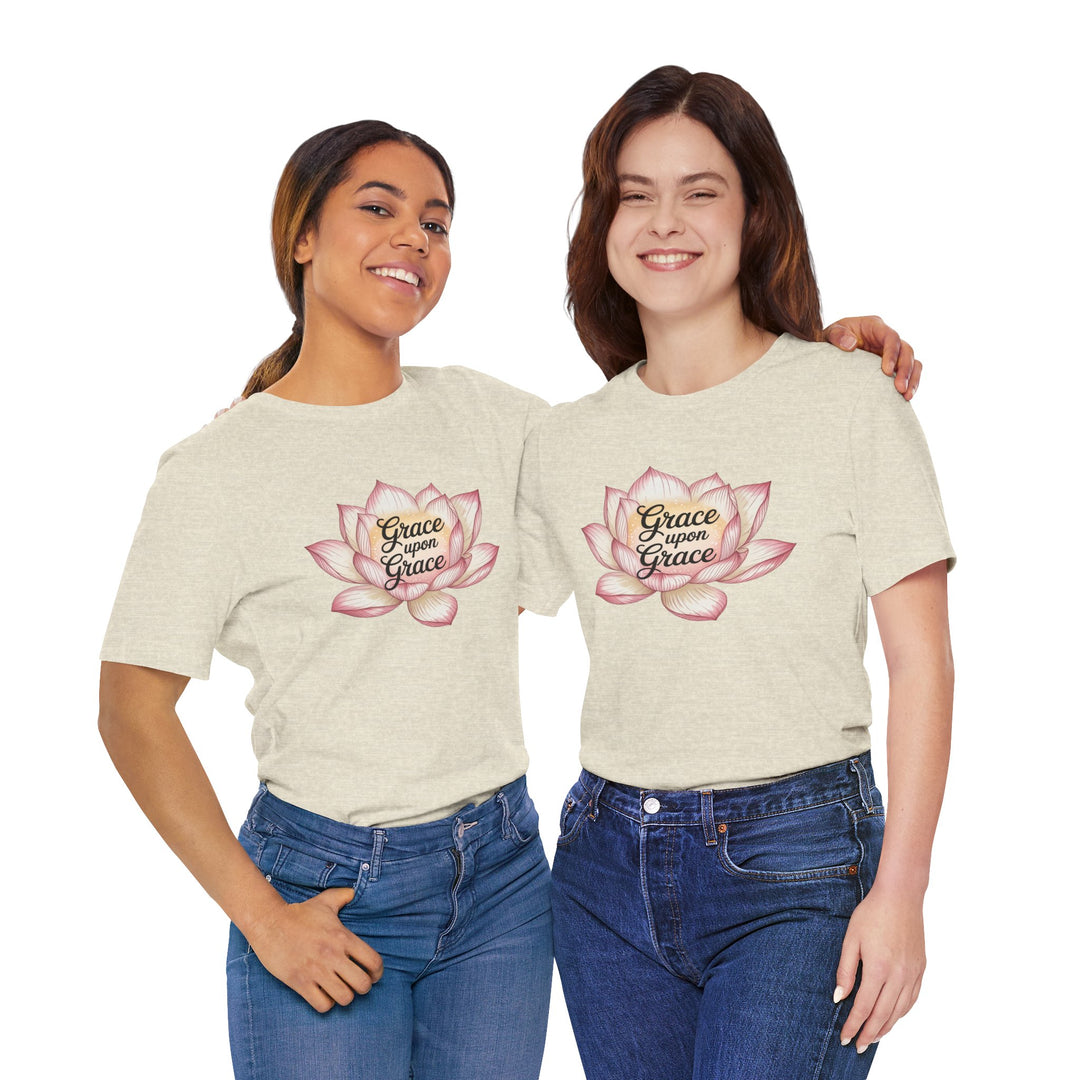 Lotus Blossom Inspirational Tee, Grace Upon Grace T-shirt, Mindfulness Gift, Spiritual Apparel, Relaxed Fit Tee, Yoga Wear