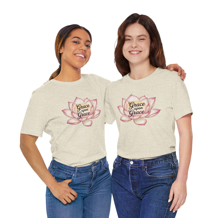 Lotus Blossom Inspirational Tee, Grace Upon Grace T-shirt, Mindfulness Gift, Spiritual Apparel, Relaxed Fit Tee, Yoga Wear
