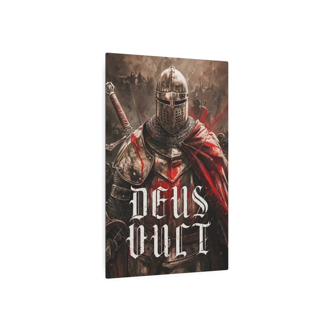 "Deus Vult - God Wills It" - Medieval Christian Knight Metal Wall Art