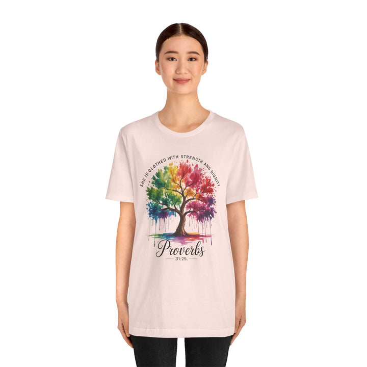 Rainbow Tree of Life Tee - Proverbs 31:25 Inspirational Shirt