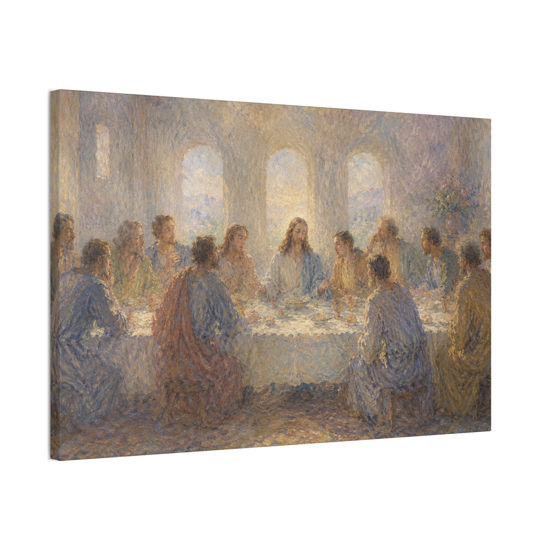 Last Supper Canvas Wall Art – Impressionist Jesus Religious Painting Stretched Canvas
