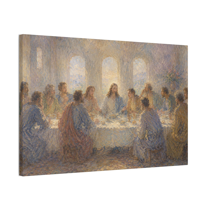 Last Supper Canvas Wall Art – Impressionist Jesus Religious Painting Stretched Canvas
