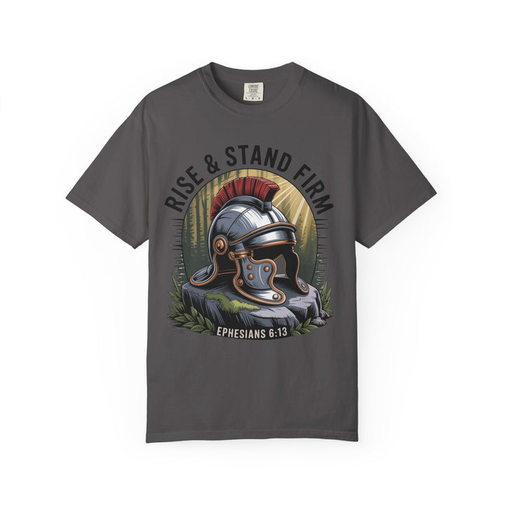 Faithful Warrior Unisex T-shirt - Rise & Stand Firm with Roman Helmet Design