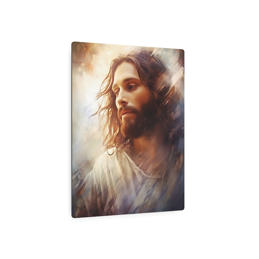 Inspirational Metal Art Sign - Serene Jesus Portrait for Home Decor