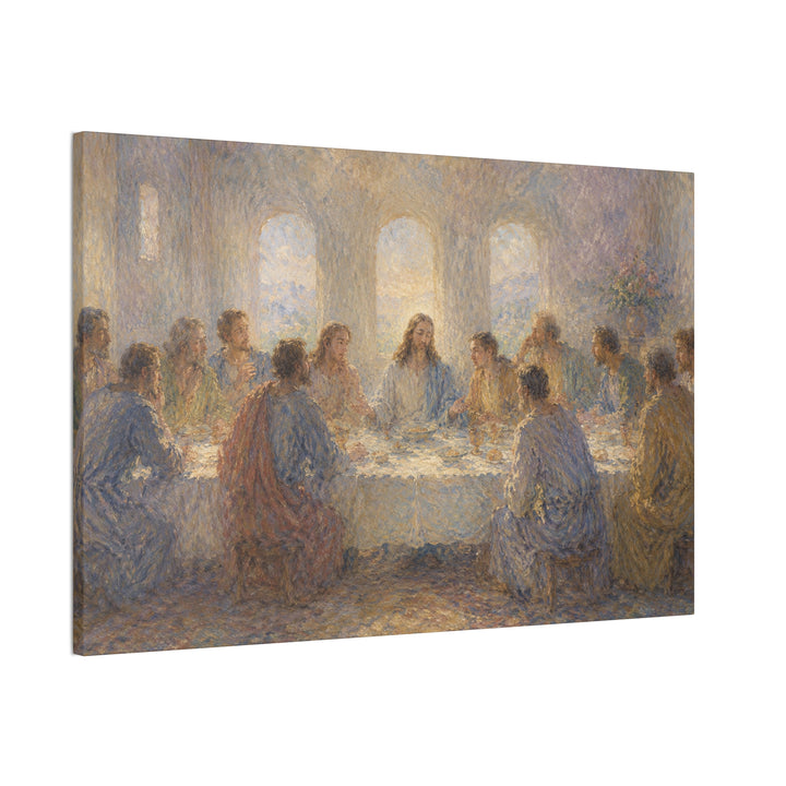 Last Supper Canvas Wall Art – Impressionist Jesus Religious Painting Stretched Canvas