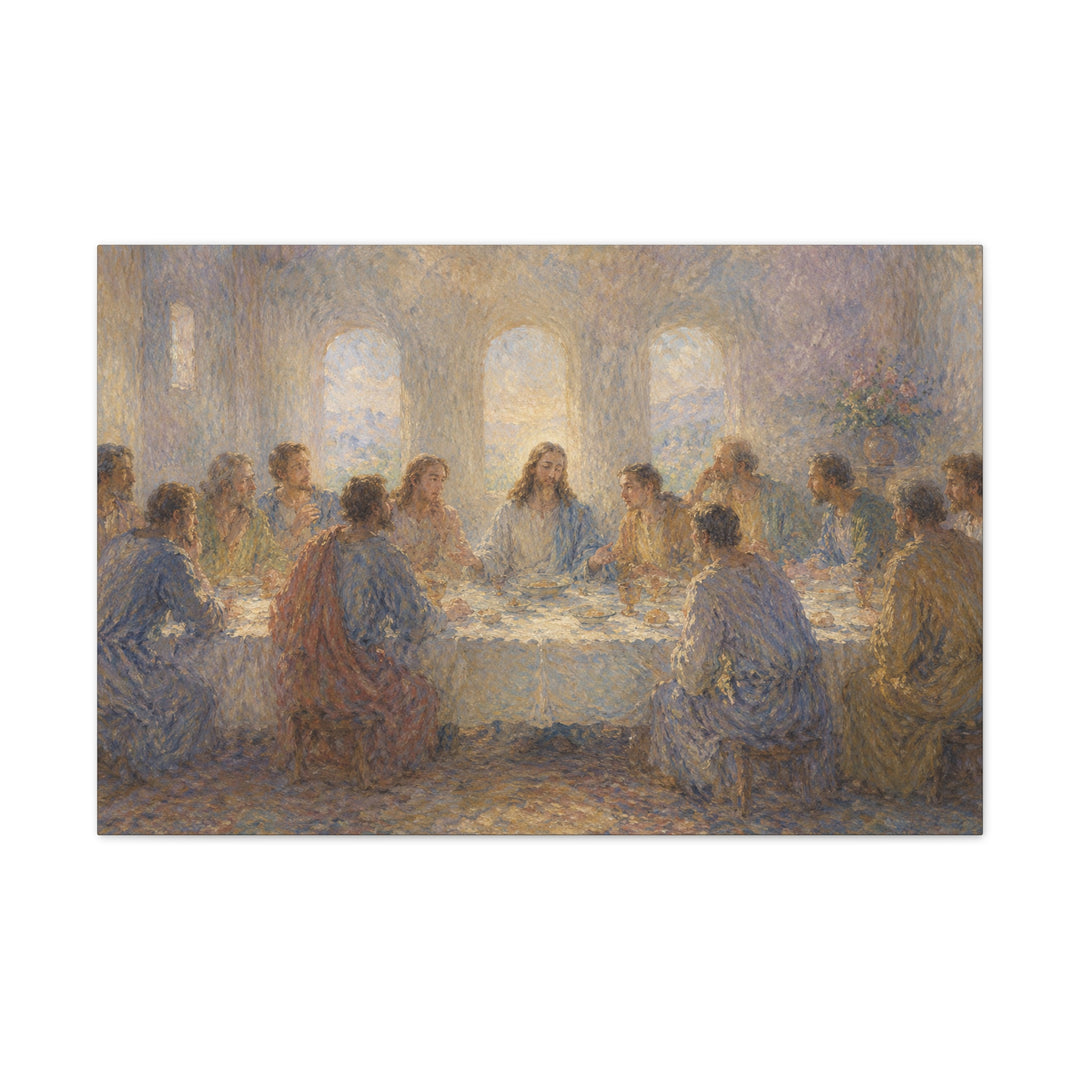 Last Supper Canvas Wall Art – Impressionist Jesus Religious Painting Stretched Canvas
