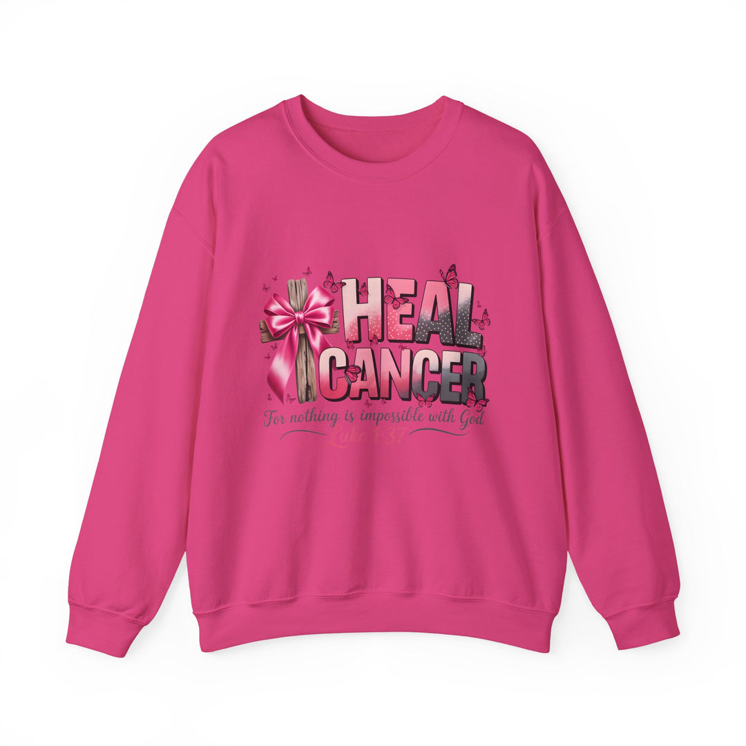 Inspirational Cancer Awareness Crewneck Sweatshirt, Comfort for Fighters, Supportive Gift, Breast Cancer Awareness, Faith & Hope