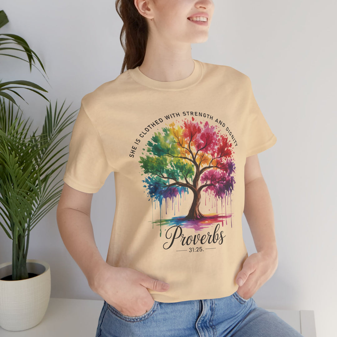 Rainbow Tree of Life Tee - Proverbs 31:25 Inspirational Shirt