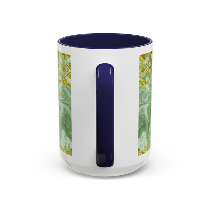 Gold Cross on Mint Marble – Elegant Christian Mug