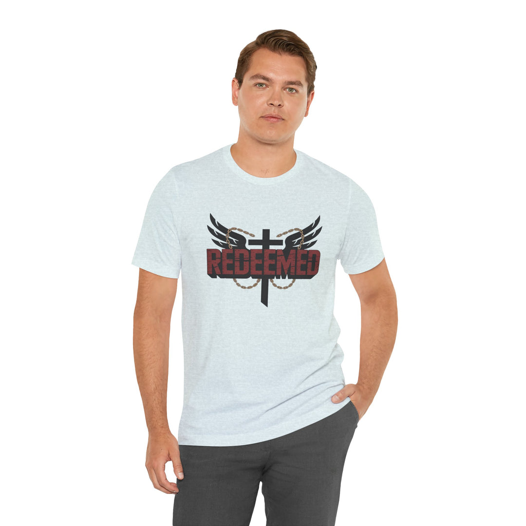 Christian Themed Unisex Short Sleeve Tee, Redeemed Shirt, Faith-Based Apparel, Inspirational T-Shirt, Spiritual Gift, Casual Wear