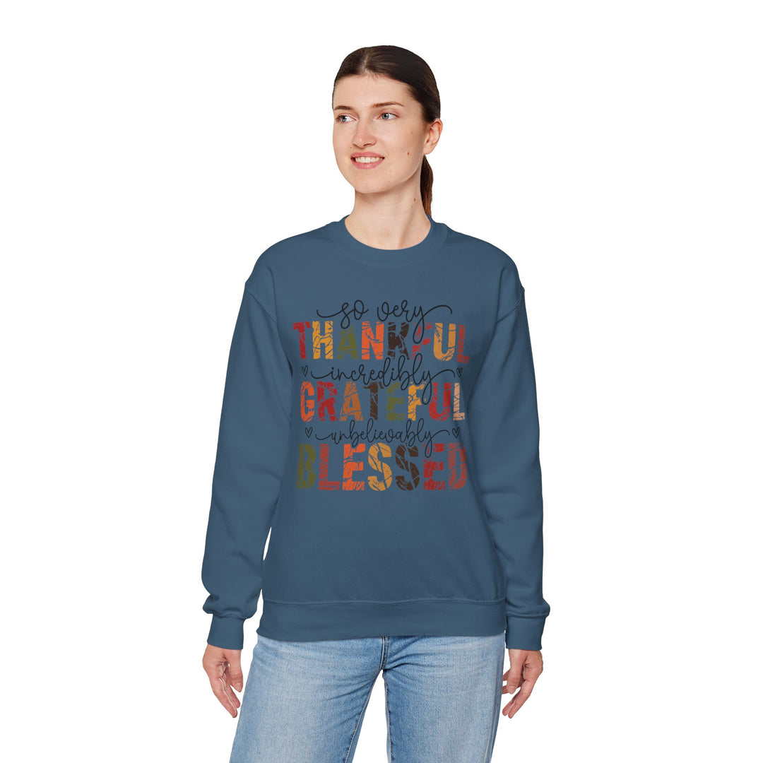 Thankful Grateful Blessed Sweatshirt | Cozy Fall Crewneck | Perfect Gift for Thanksgiving, Family Gatherings, Daily Comfort, Holiday Wear