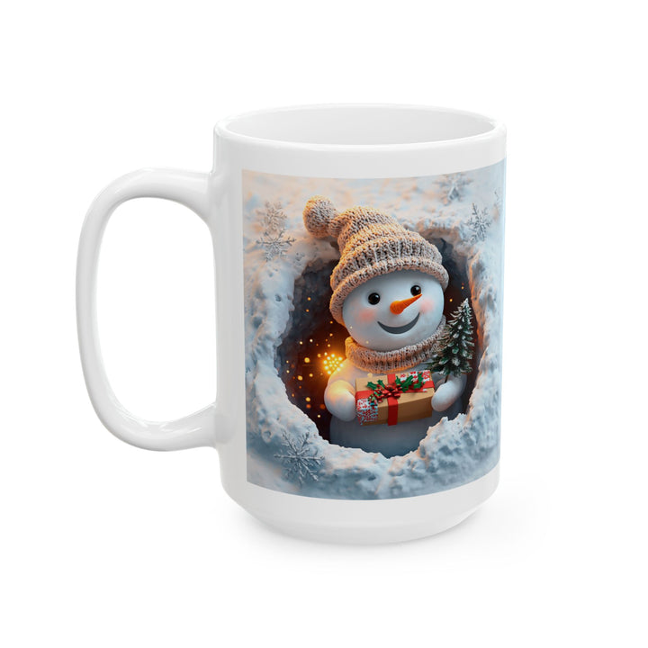 Cozy Winter Snoman Ceramic Mug - Snowflake Design, Holiday Gift, Coffee Cup, Tea Mug, Winter Decor, Home & Kitchen