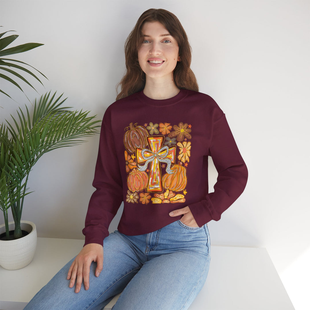 Fall Harvest Crewneck Sweatshirt, Autumn Sweatshirt, Thanksgiving Gift, Unisex Fall Apparel, Cozy Pumpkin Sweatshirt