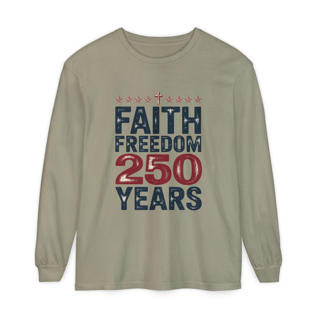 Faith Freedom Long Sleeve T-Shirt, Unisex Tee, Patriotic Apparel, Gift for Independence Day, Christian Clothing, Casual Everyday Wear