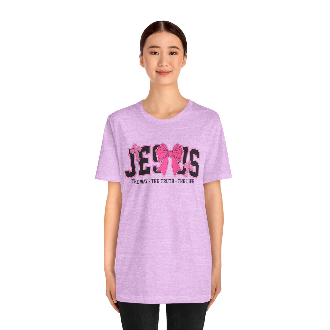 Jesus The Way The Truth The Life Pink Bow T-Shirt