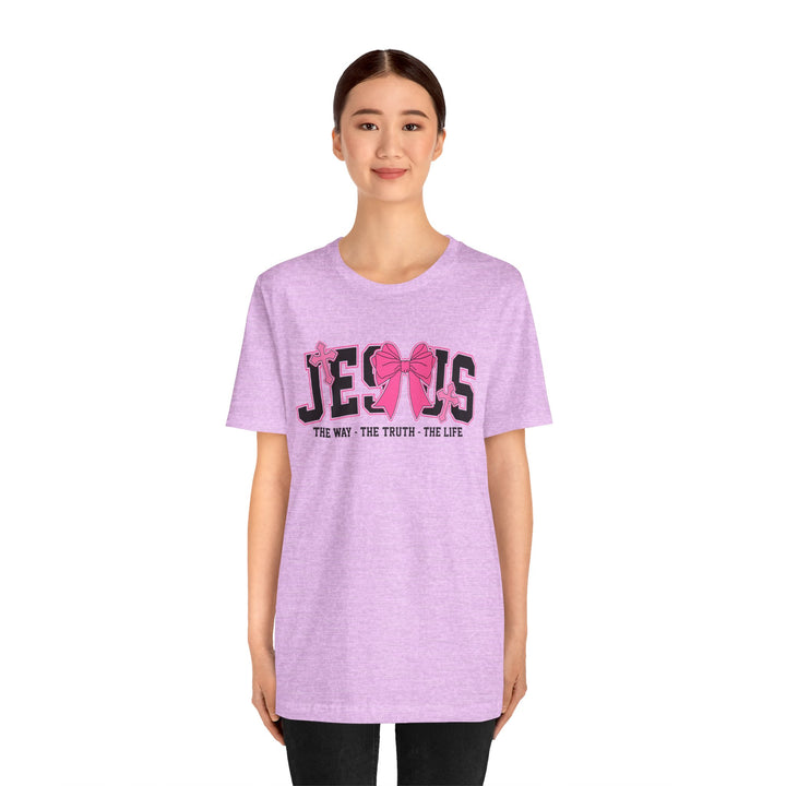 Jesus The Way The Truth The Life Pink Bow T-Shirt
