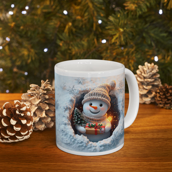 Cozy Winter Snoman Ceramic Mug - Snowflake Design, Holiday Gift, Coffee Cup, Tea Mug, Winter Decor, Home & Kitchen