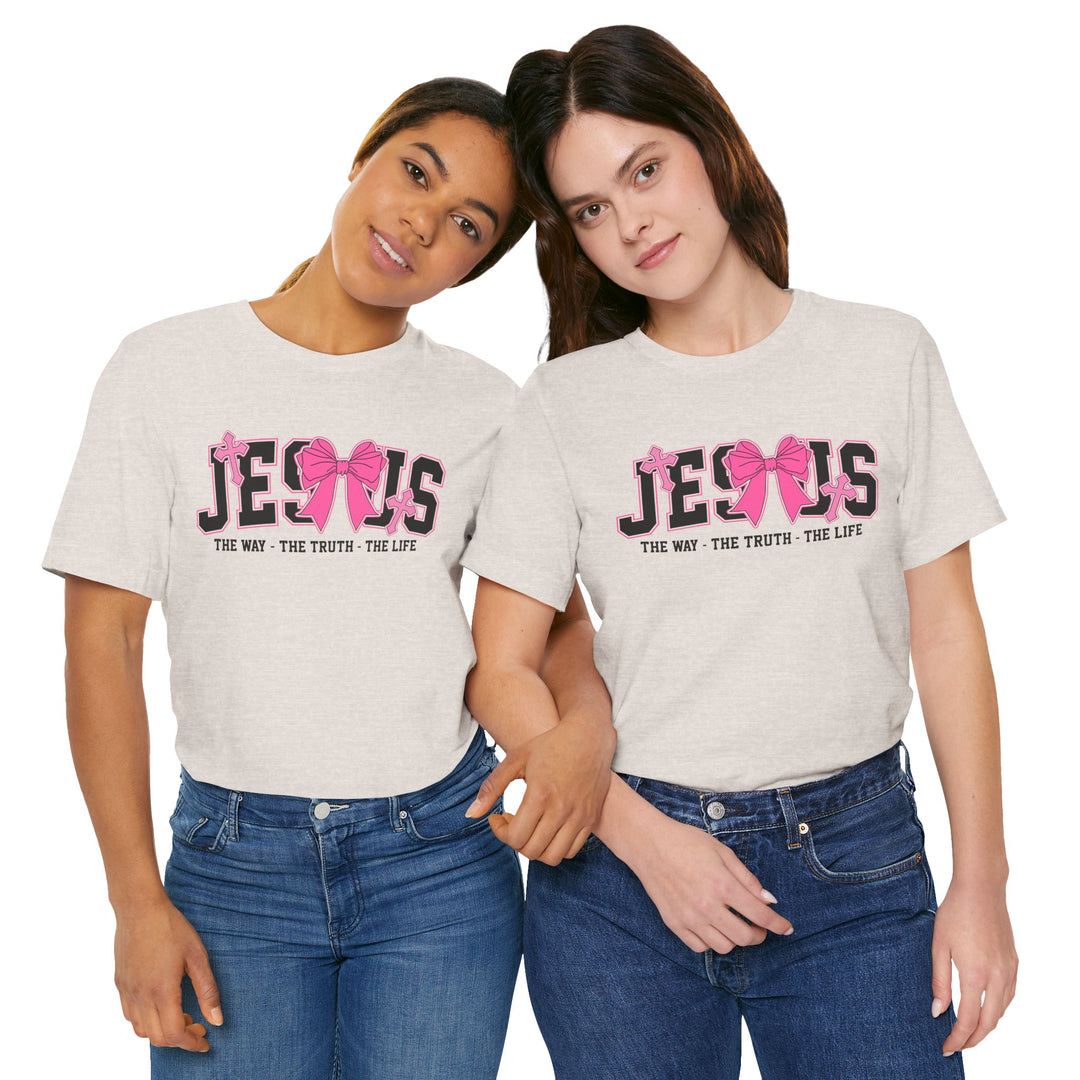 Jesus The Way The Truth The Life Pink Bow T-Shirt