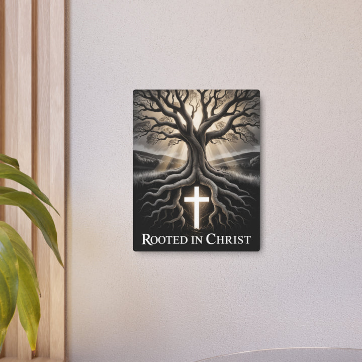 "Rooted in Christ Tree Cross Design" - Generational Faith Metal Wall Art