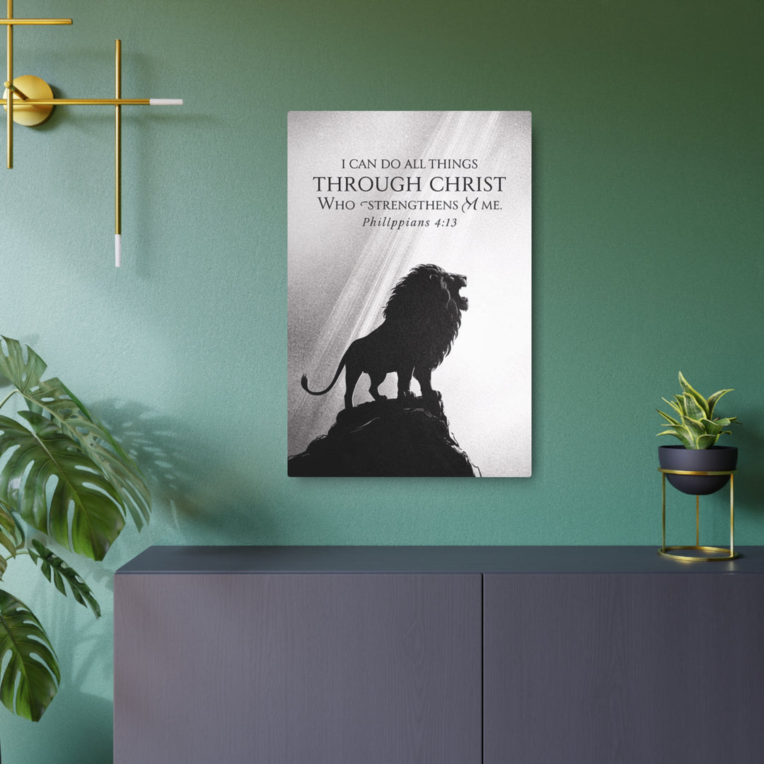 "Lion of Judah - Philippians 4:13" - Strength & Faith Metal Wall Art