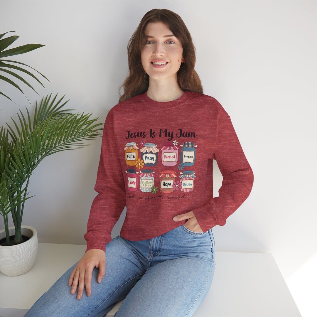Jesus Is My Jam Sweatshirt, Unisex Crewneck, Comfort Wear, Christian Apparel, Perfect Gift for Faith Celebrations, Everyday Casual