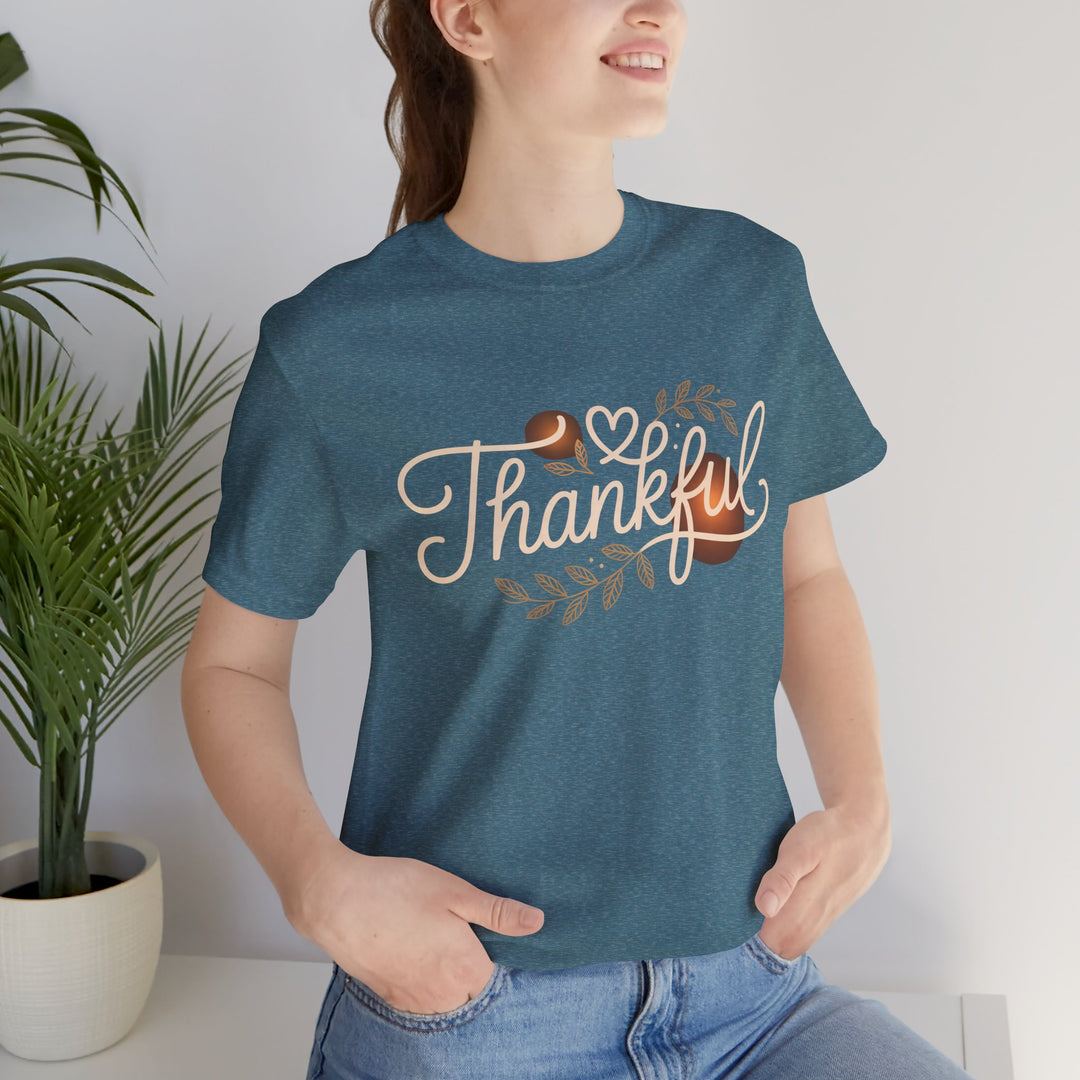 Thankful Tee - Unisex Jersey Short Sleeve Shirt for Thanksgiving, Gratitude Gift, Casual Wear, Family Gathering, Everyday Comfort