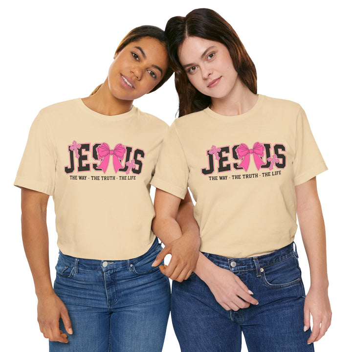 Jesus The Way The Truth The Life Pink Bow T-Shirt