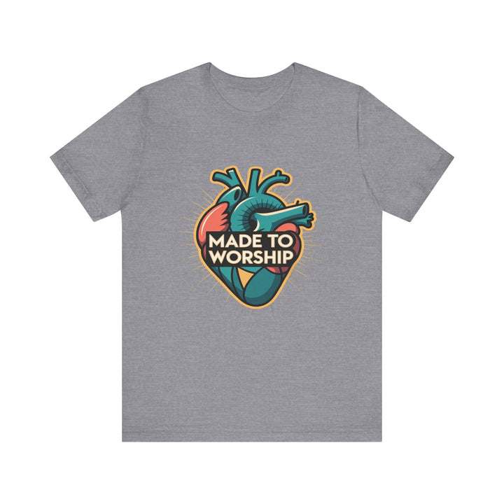 Made to Worship Unisex Jersey Tee, Heart Design Shirt, Casual Wear, Faith T-Shirt, Gift for Worshippers, Spiritual Apparel