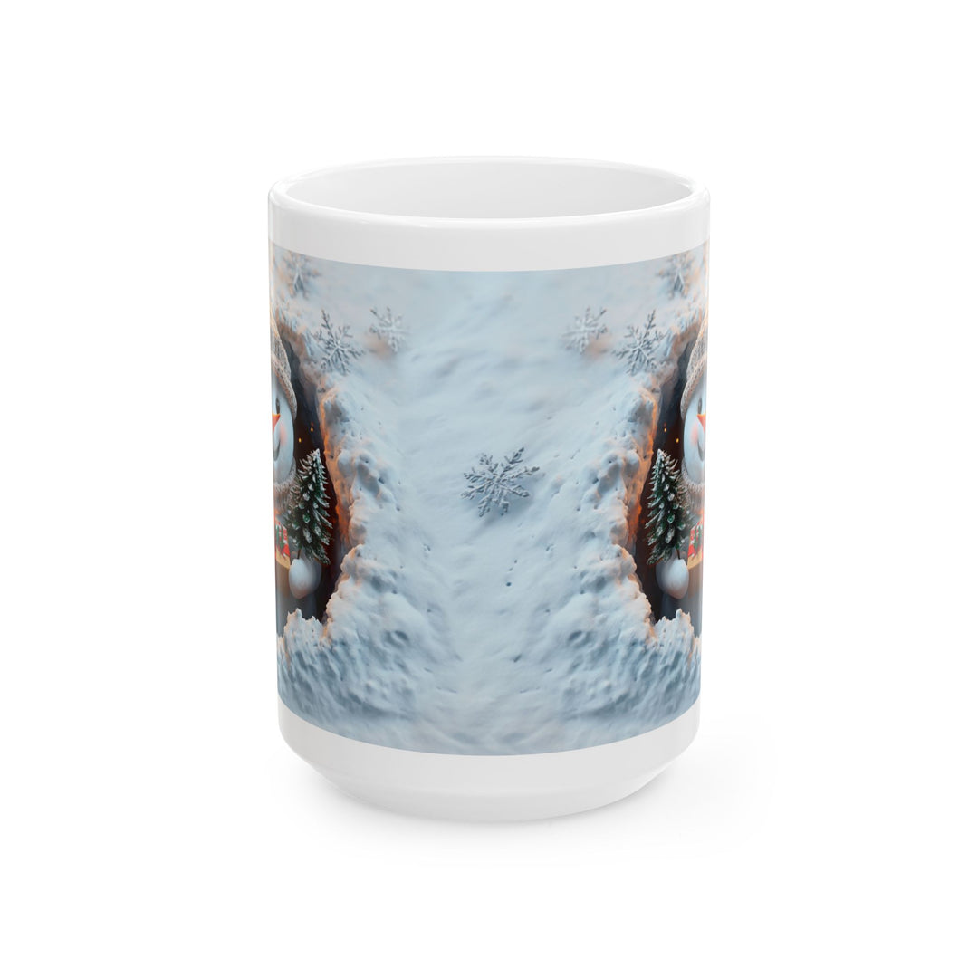 Cozy Winter Snoman Ceramic Mug - Snowflake Design, Holiday Gift, Coffee Cup, Tea Mug, Winter Decor, Home & Kitchen