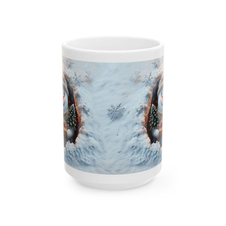 Cozy Winter Snoman Ceramic Mug - Snowflake Design, Holiday Gift, Coffee Cup, Tea Mug, Winter Decor, Home & Kitchen