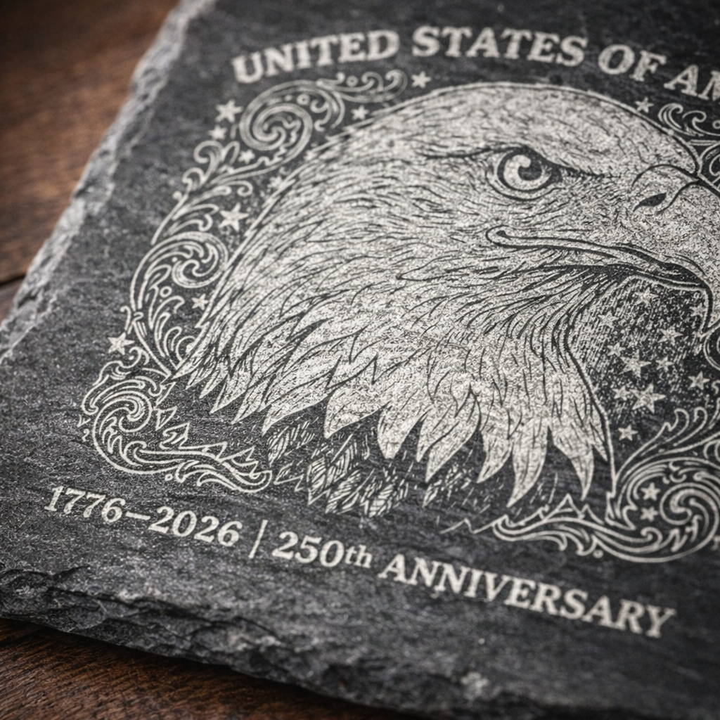 Patriotic Slate Coasters – 250th Anniversary USA Set of 4