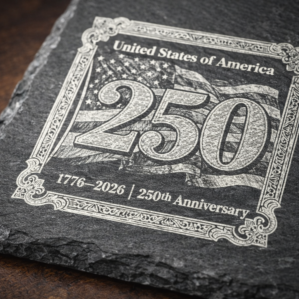 Patriotic Slate Coasters – 250th Anniversary USA Set of 4