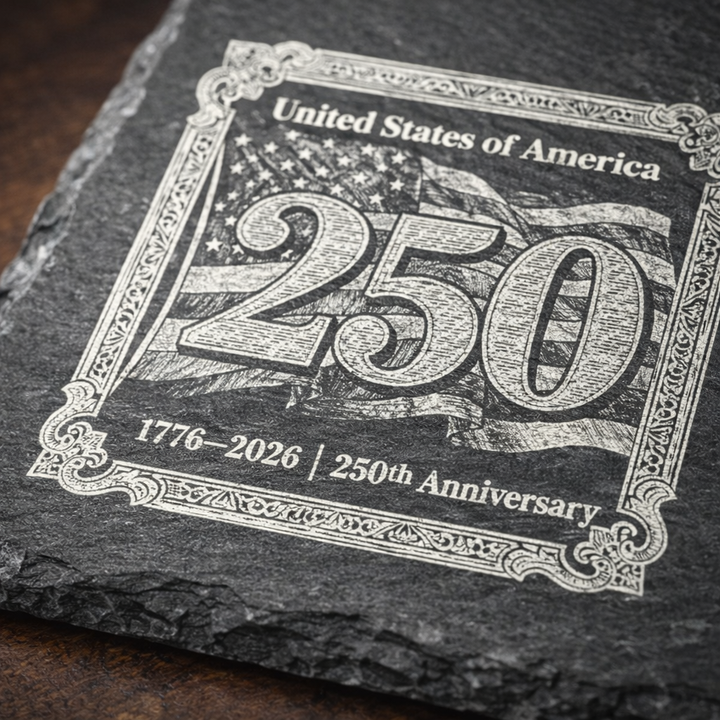 Patriotic Slate Coasters – 250th Anniversary USA Set of 4