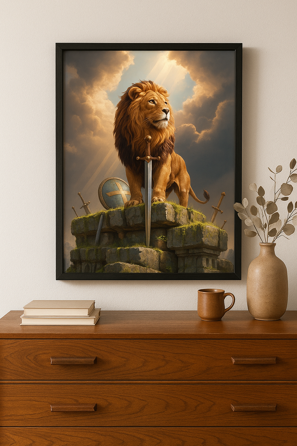 Be Strong and Courageous – Digital Christian Lion Print | Cool Dads Club Father's Day Art