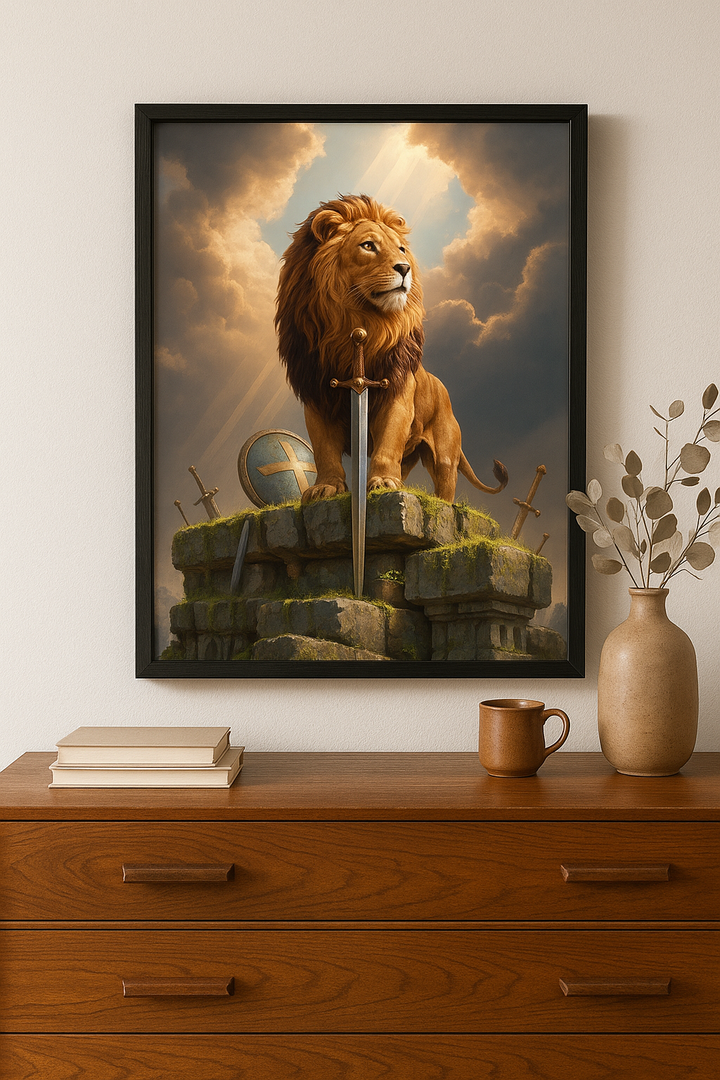 Be Strong and Courageous – Digital Christian Lion Print | Cool Dads Club Father's Day Art