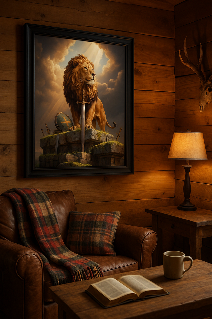 Be Strong and Courageous – Digital Christian Lion Print | Cool Dads Club Father's Day Art