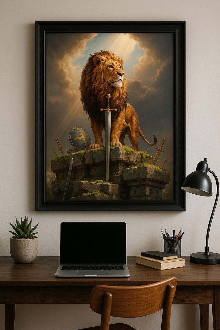 Be Strong and Courageous – Digital Christian Lion Print | Cool Dads Club Father's Day Art