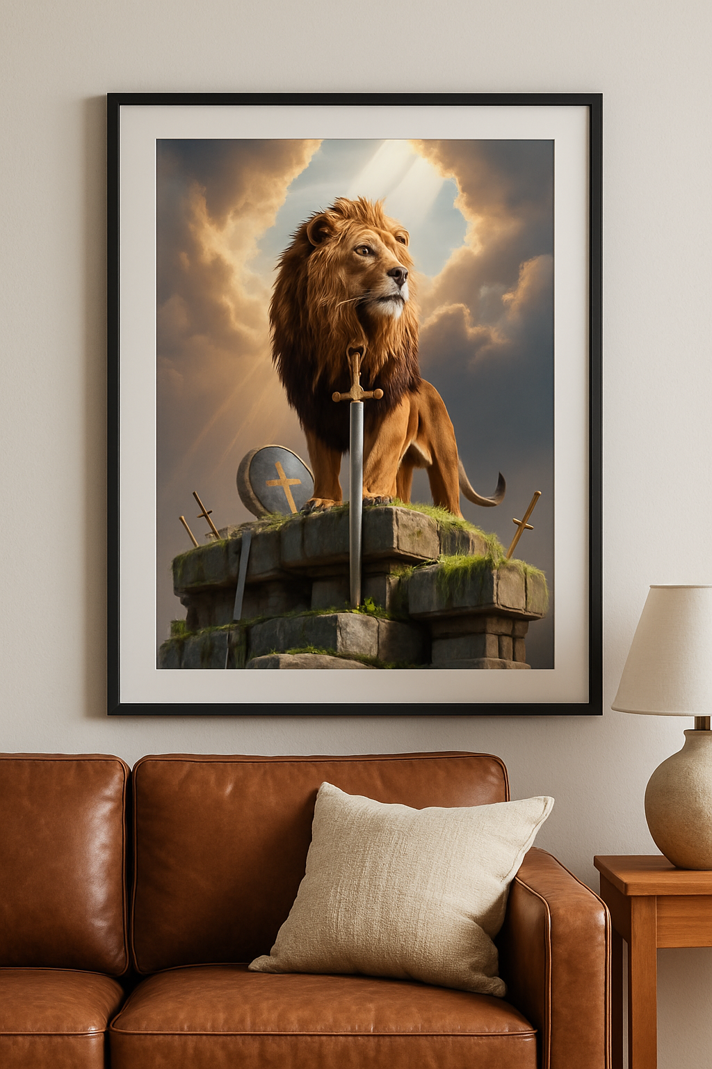Be Strong and Courageous – Digital Christian Lion Print | Cool Dads Club Father's Day Art