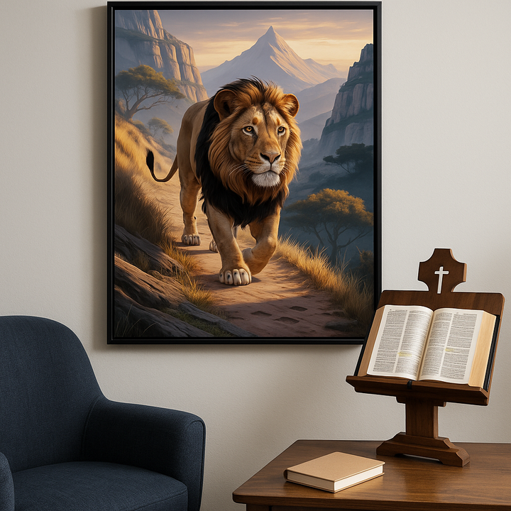 Walk by Faith – Digital Christian Lion Print | Cool Dads Club Father's Day Art