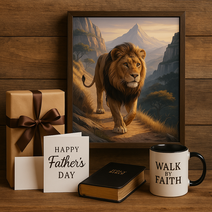 Walk by Faith – Digital Christian Lion Print | Cool Dads Club Father's Day Art