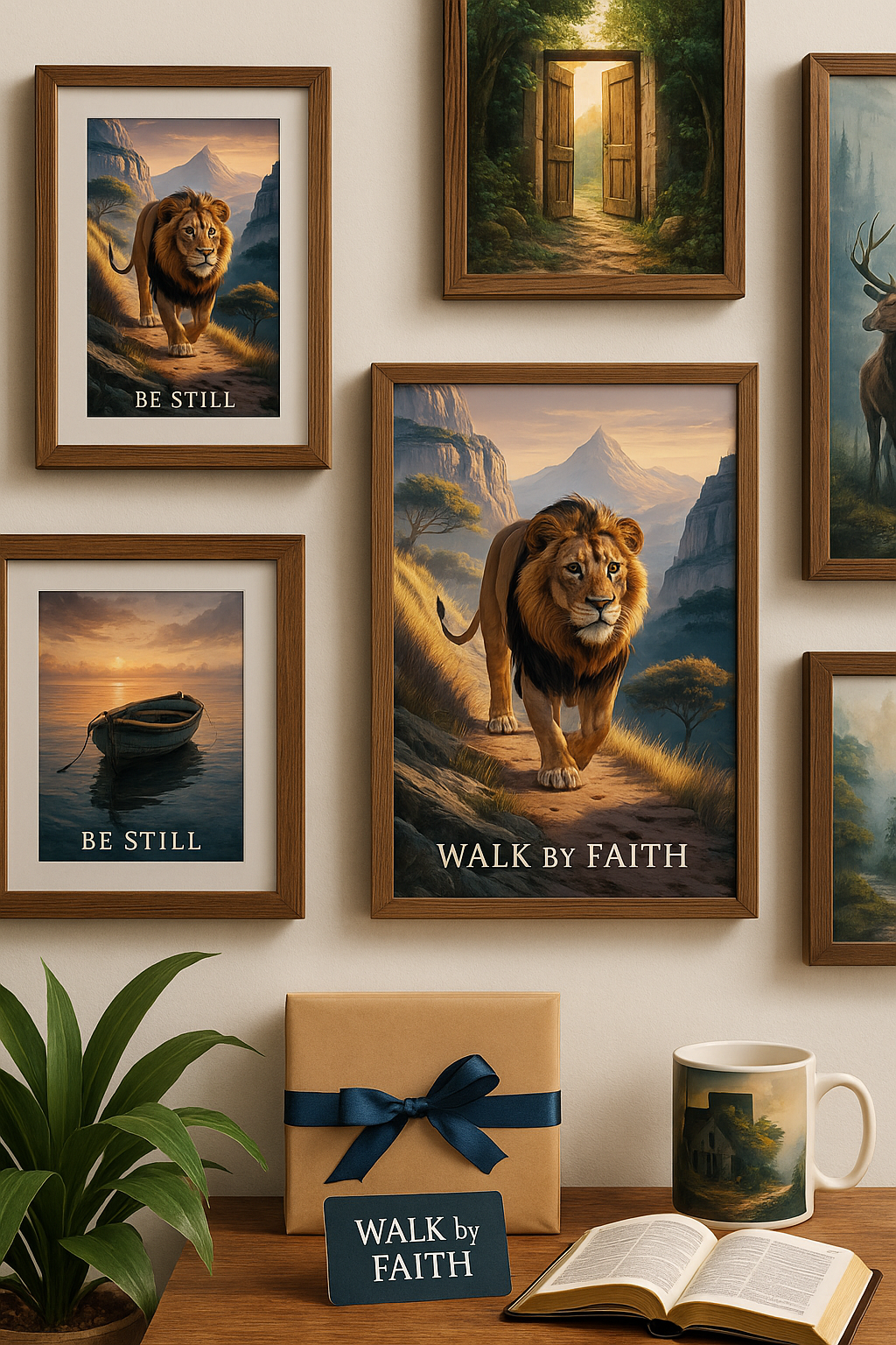Walk by Faith – Digital Christian Lion Print | Cool Dads Club Father's Day Art