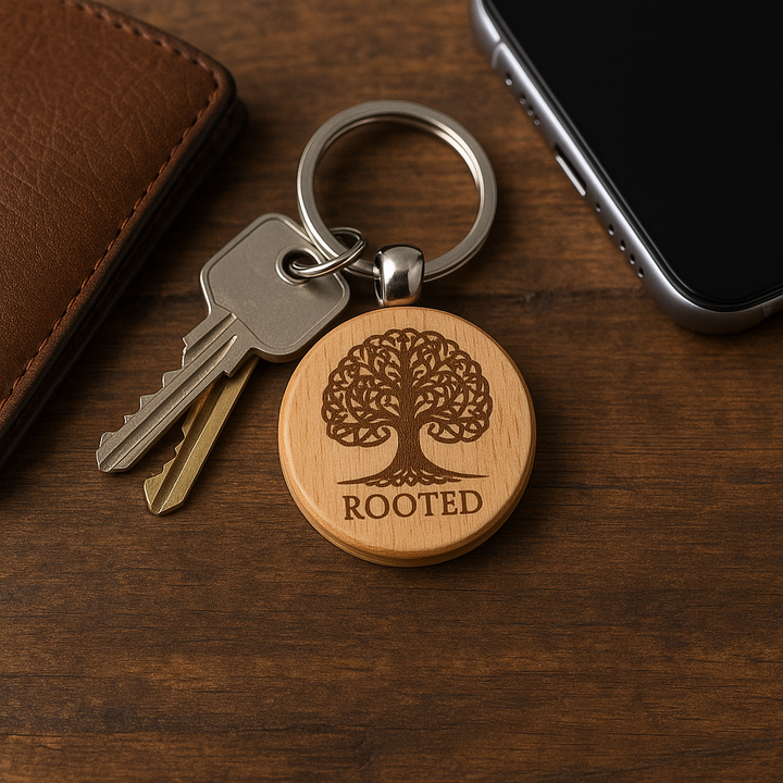Rooted Tree of Life Engraved Wooden Keychain | Faith & Growth Gift