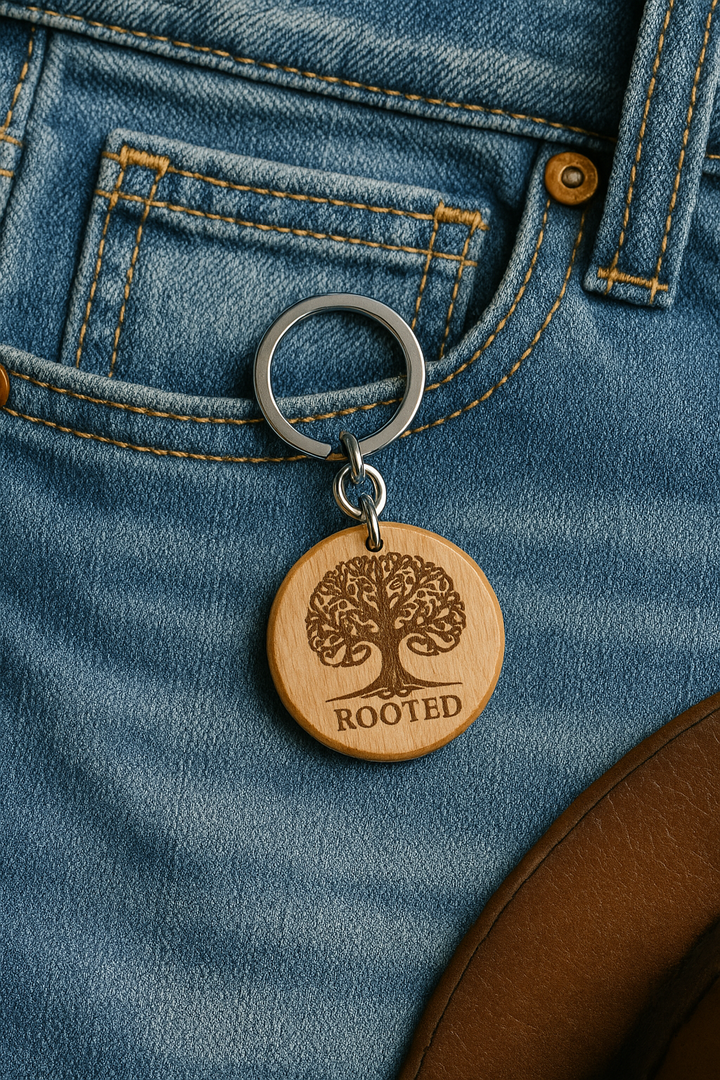 Rooted Tree of Life Engraved Wooden Keychain | Faith & Growth Gift