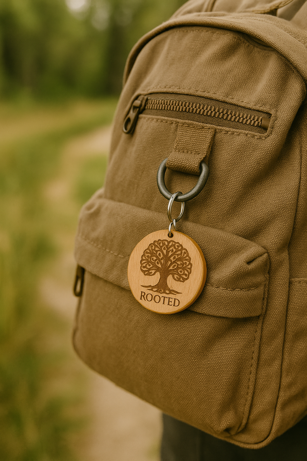 Rooted Tree of Life Engraved Wooden Keychain | Faith & Growth Gift