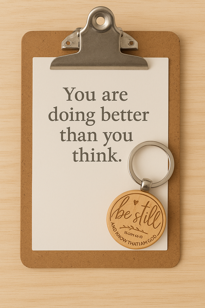 Be Still – Psalm 46:10 Engraved Wooden Keychain | Faith Reminder Gift