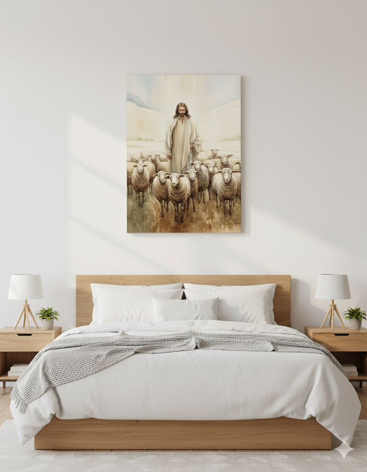 Jesus the Good Shepherd | Christian Matte Canvas Wall Art – Peaceful Faith Home Décor