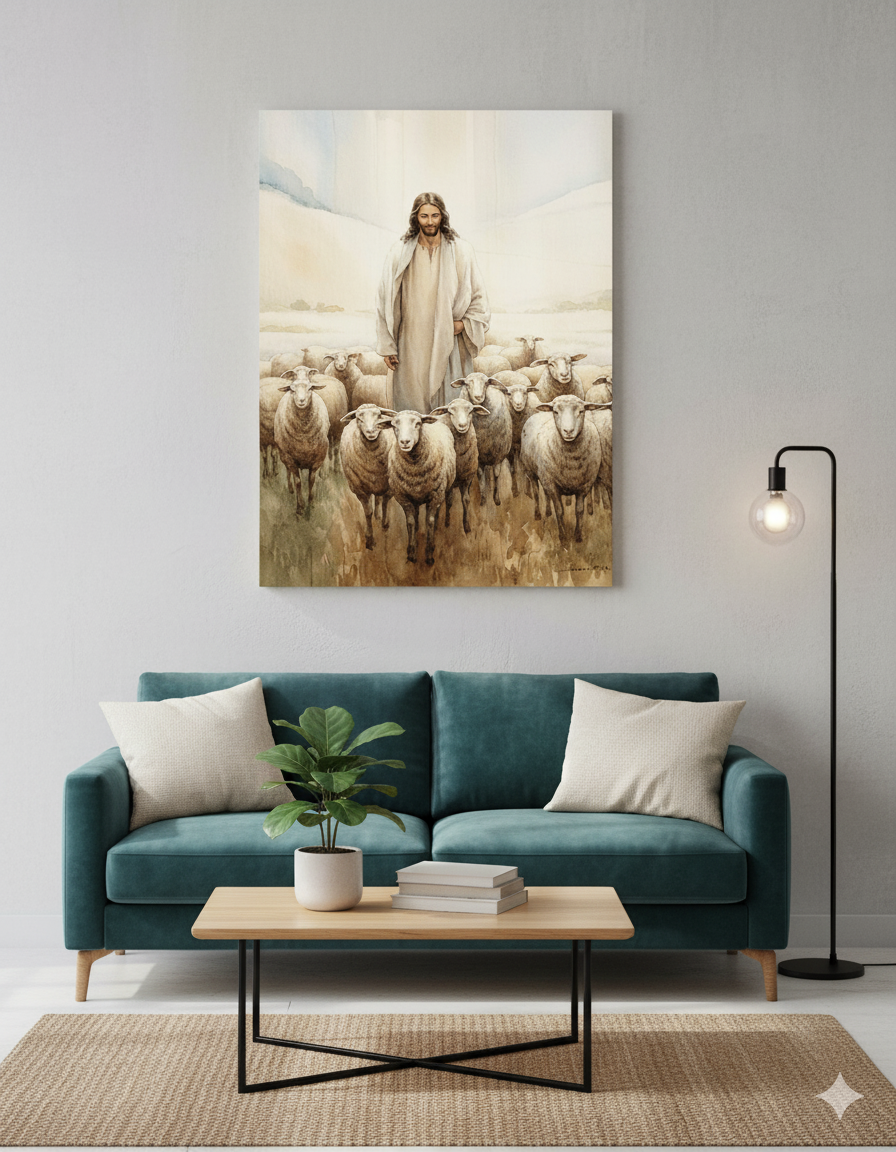 Jesus the Good Shepherd | Christian Matte Canvas Wall Art – Peaceful Faith Home Décor